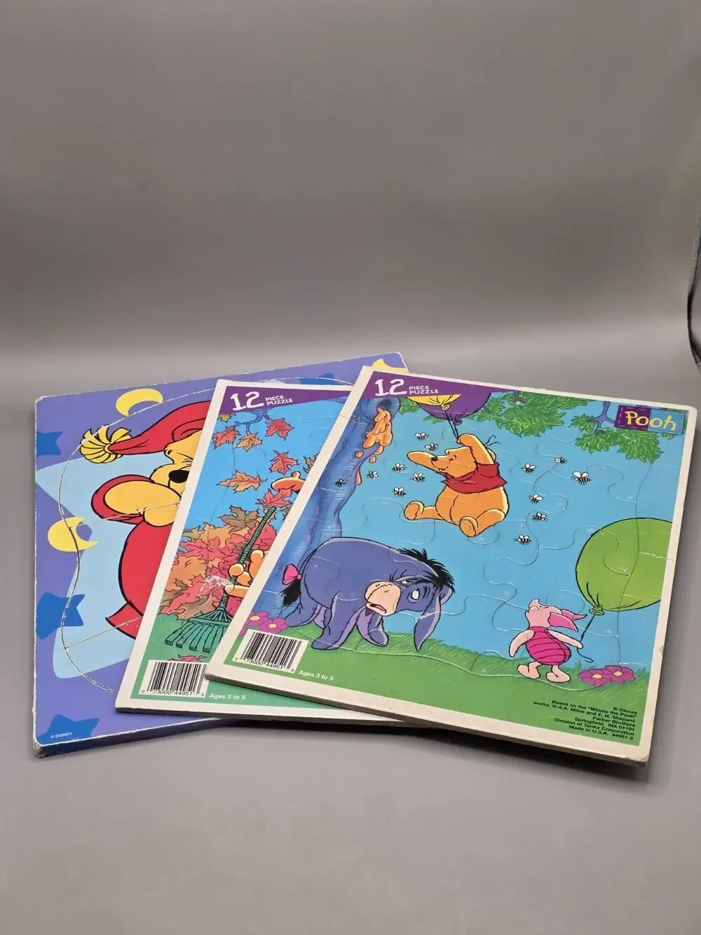 Vintage Disney Winnie the Pooh Frame Tray Puzzles Lot of 3 Parker Brothers 12pc